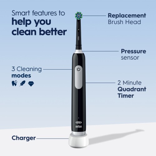 Oral-B 1000 Cross Action Rechargeable Black Electric Toothbrush Perspective: right