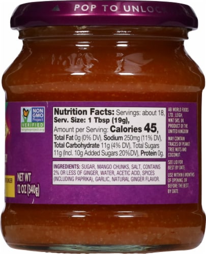 Patak's Major Grey Mild Chutney Perspective: right