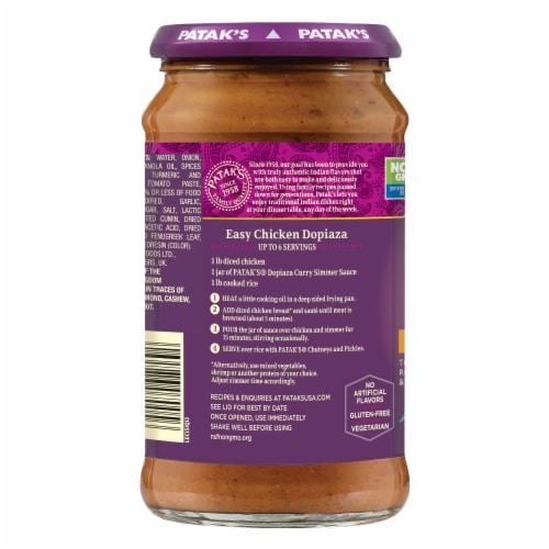 Patak's® Dopiaza Curry Indian Mild Simmer Sauce Perspective: right