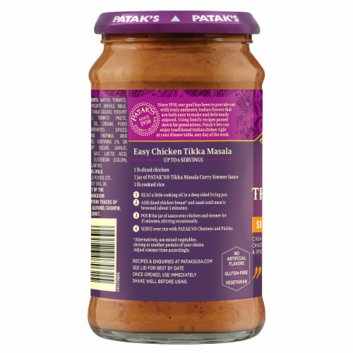 Patak's® Tikka Masala Curry Indian Medium Spiced Simmer Sauce Perspective: right