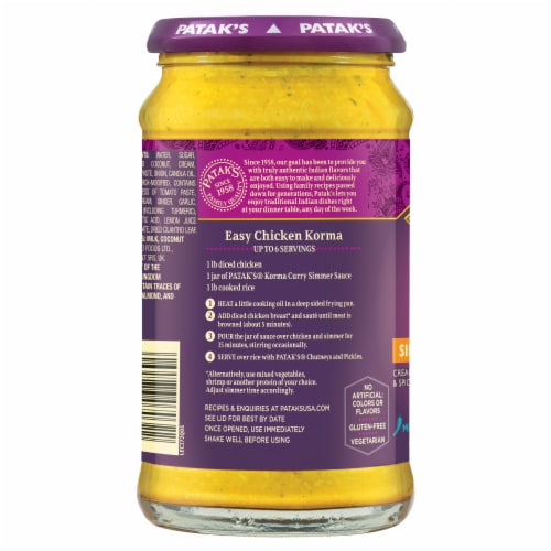 Patak's® Mild Korma Curry Simmer Sauce Perspective: right