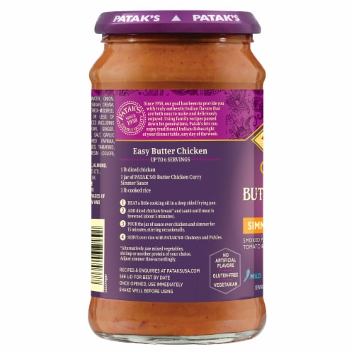 Patak's Butter Chicken Curry Indian Mild Simmer Sauce Perspective: right