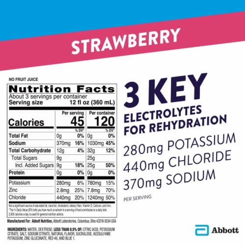 Pedialyte® Strawberry Ready-to-Drink Electrolyte Solution Drink Perspective: right