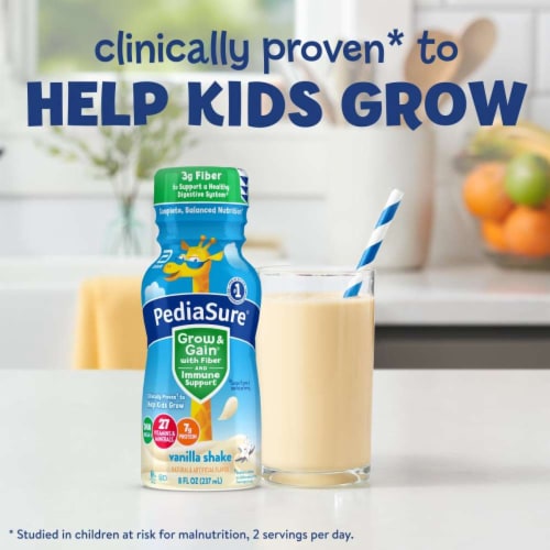 PediaSure® Grow & Gain® with Fiber and Immune Support Kids Vanilla Shake Perspective: right