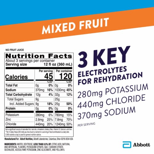 Pedialyte® Mixed Fruit Ready-to-Drink Electrolyte Solution Drink Perspective: right