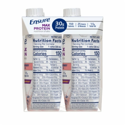 Ensure® Creamy Strawberry Max Protein Nutritional Drink Perspective: right