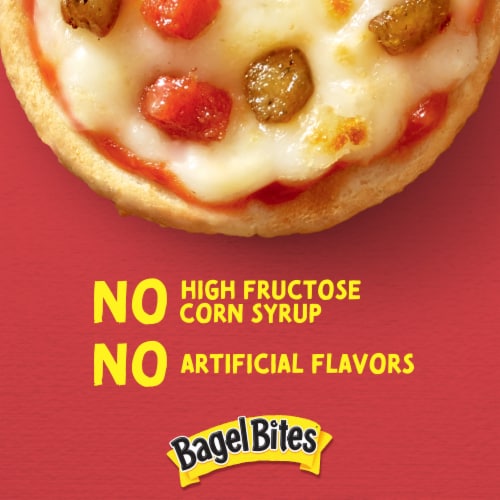 Bagel Bites Cheese Sausage & Pepperoni Mini Pizza Bagel Frozen Snacks Perspective: right