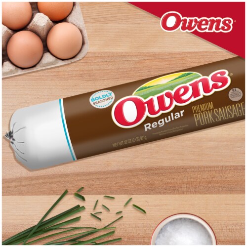 Owens Premium Pork Regular Sausage Roll Perspective: right