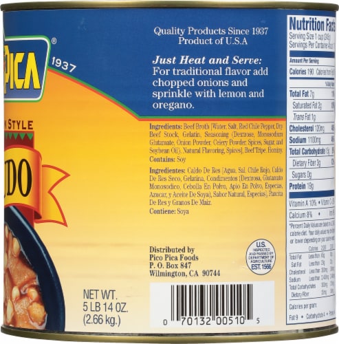 Juanita's Pico Pica Menudo Perspective: right