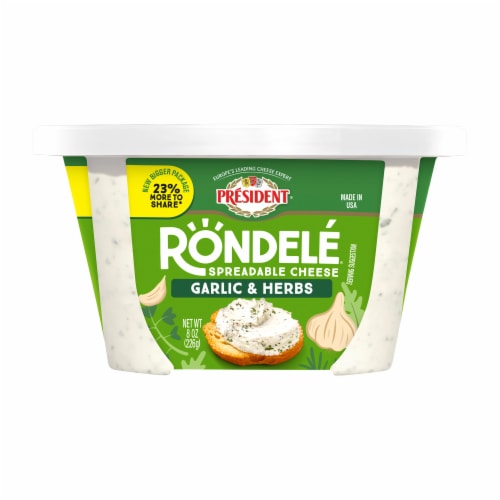 Président® Rondelé® Creamy Whipped Garlic & Herbs Spreadable Cheese 8 oz Perspective: right