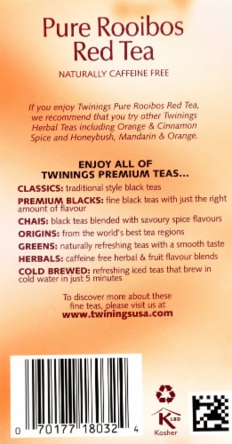 Twinings Of London Pure Rooibos Red Herbal Tea Bags Perspective: right