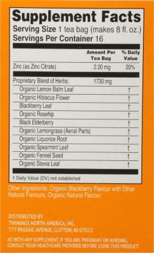 Twinings® Londin Immue Support+ Blackberry Flavored Tea Bags Perspective: right