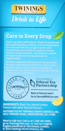 Twinings® Lemon Unsweetened Black Iced Tea Pitcher Bags Perspective: right