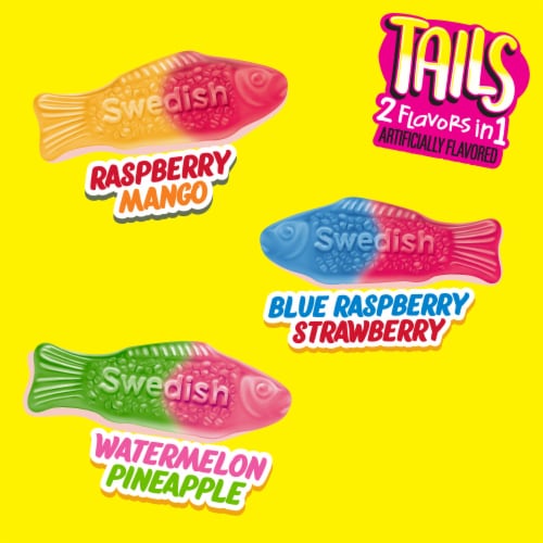 Swedish Fish Tails 2 Flavors In 1 Soft & Chewy Candy Perspective: right