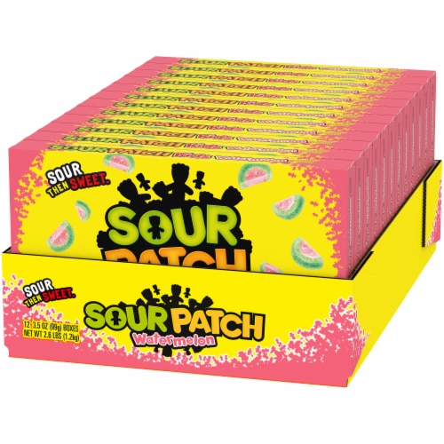 Sour Patch Kids Watermelon Soft & Chewy Candy Theater Box Case Lot Sale Perspective: right