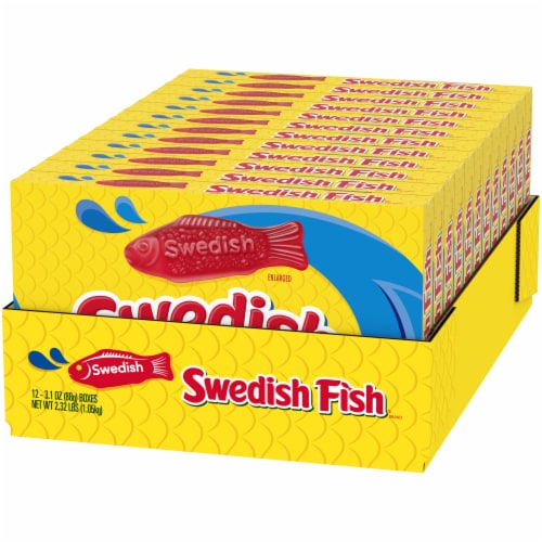 Swedish Fish Soft & Chewy Candy Theater Box Case Lot Sale Perspective: right