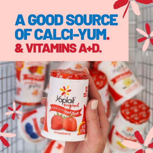 Yoplait Original Low Fat Smooth Style Strawberry Flavored Yogurt Tub Perspective: right