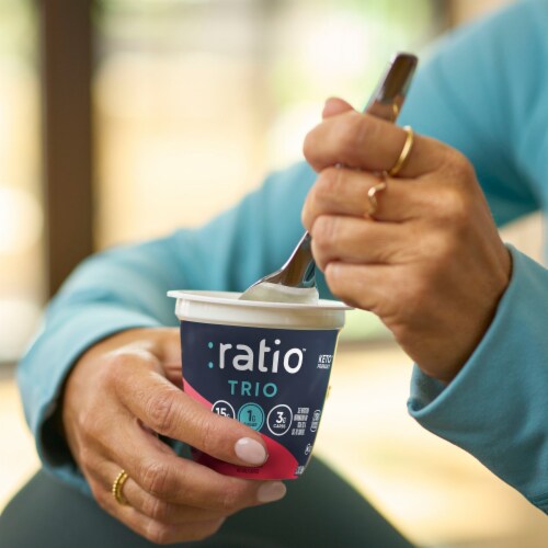 Ratio Keto Friendly Strawberry Yogurt Cultured Dairy Snack Cup Perspective: right
