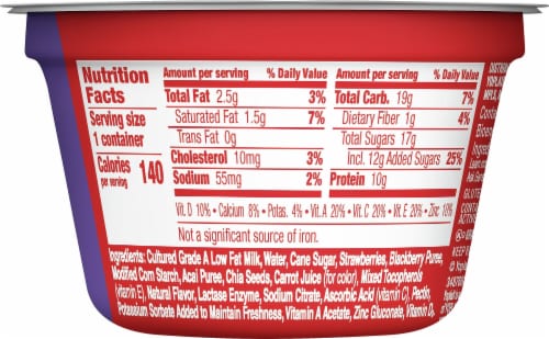 Yoplait Power Strawberry with Acai and Chia Low Fat Yogurt Cup Perspective: right