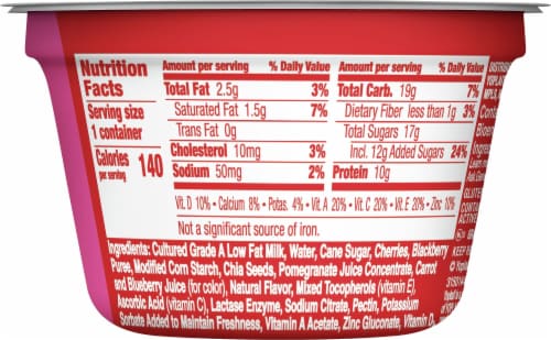 Yoplait® Power Cherry with Pomegranate and Chia Low Fat Yogurt Perspective: right