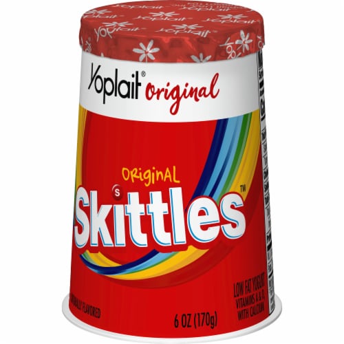 Yoplait Original Skittles Low Fat Yogurt Cup Perspective: right