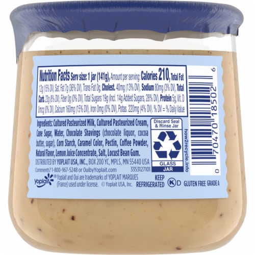 Oui by Yoplait Mocha and Chocolate Whole Milk French Style Yogurt Jar Perspective: right