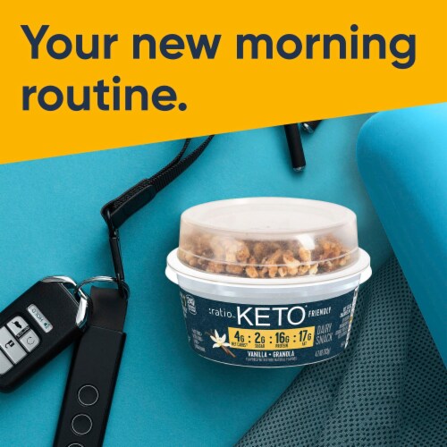 Ratio Keto Friendly Vanilla Yogurt Cultured Dairy Snack With Granola Perspective: right