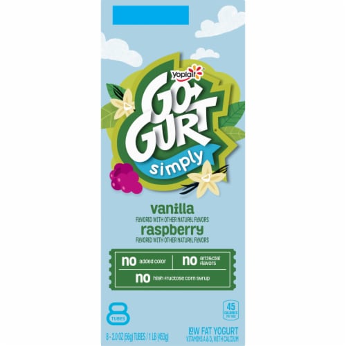 Go GURT Vanilla and Raspberry Kids Low Fat Yogurt Tubes Perspective: right