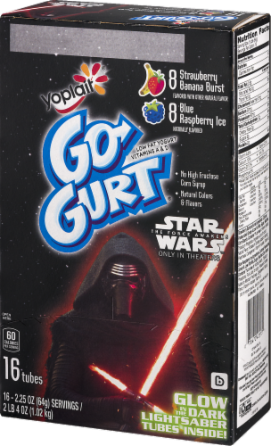 Go-Gurt Strawberry Banana Burst & Blue Raspberry Ice Yogurt Tubes Perspective: right