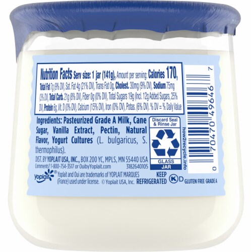 Oui by Yoplait Vanilla Whole Milk French Style Yogurt Jar Perspective: right