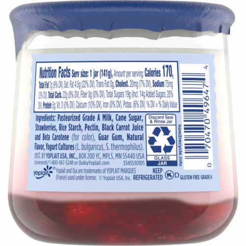 Oui by Yoplait Gluten Free French Style Strawberry Whole Milk Yogurt Glass Jar Perspective: right