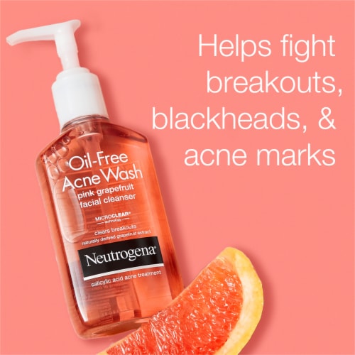 Neutrogena® Oil-Free Acne Wash Pink Grapefruit Facial Cleanser Perspective: right