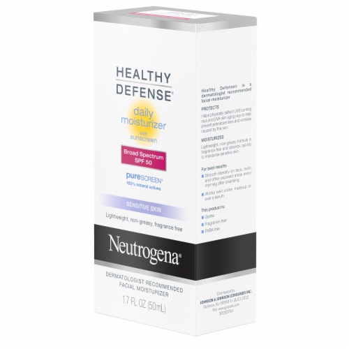 Neutrogena Healthy Defense Sensitive Skin With Broad Spectrum SPF 50 Sunscreen Daily Moisturizer Perspective: right