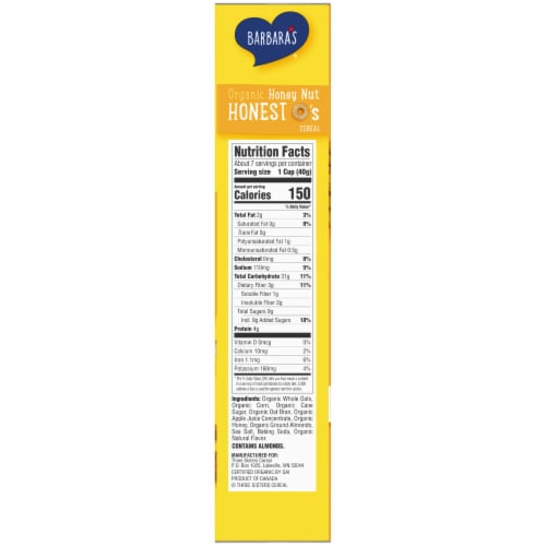 Barbara's Organic Honey Nut Honest O's Cereal Perspective: right