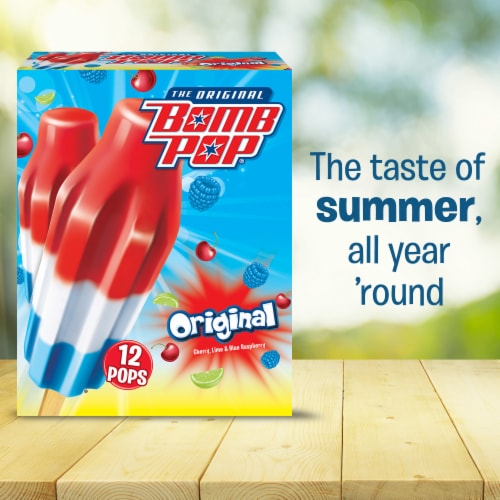 Bomb Pop® Original Cherry Lime & Blue Raspberry Flavor Ice Pops Perspective: right