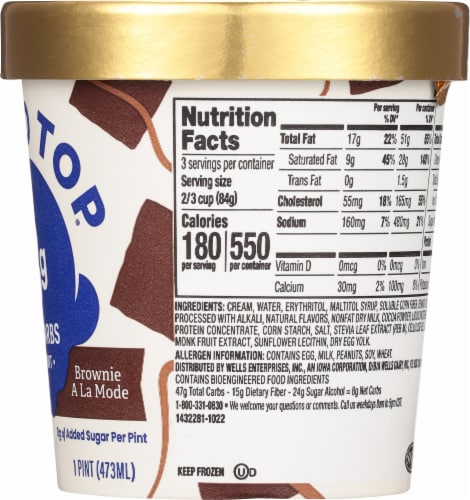 Halo Top® Keto Brownie a la Mode Frozen Dessert Pint Perspective: right