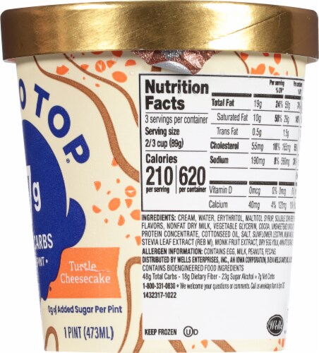 Halo Top Turtle Cheesecake Keto Ice Cream Perspective: right