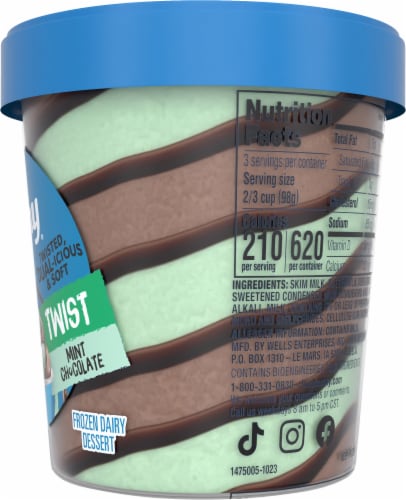 Blue Bunny® Mint Chocolate Twist Ice Cream Pint Perspective: right