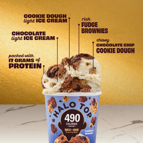 Halo Top Cookies & Brownies Light Ice Cream Perspective: right