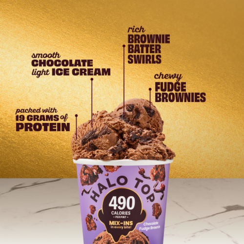 Halo Top Chocolate Fudge Brownie Light Ice Cream Perspective: right