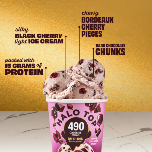 Halo Top Cherry Chocolate Chunk Light Ice Cream Perspective: right