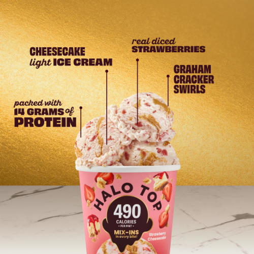 Halo Top Strawberry Cheesecake Light Ice Cream Perspective: right