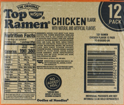 Top Ramen Chicken Flavor Ramen Noodle Soup 12 Count Perspective: right