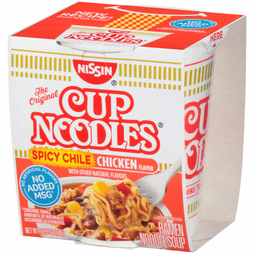 Nissin Cup Noodles Spicy Chili Chicken Flavor Ramen Noodle Soup Perspective: right