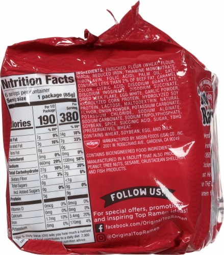 Top Ramen® Beef Flavor Ramen Noodle Soup, 6 ct / 3 oz - Foods Co.