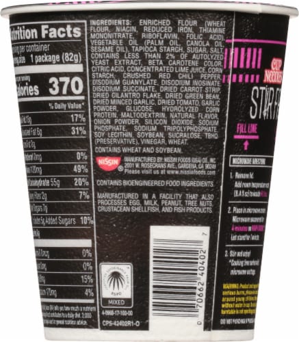 Nissin Cup Noodles Stir Fry Sweet Chili Flavor Asian Noodles in Sauce Perspective: right