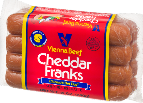 Vienna Beef Cheddar Franks Hot Dog, 12 oz 