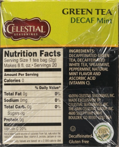 Celestial Seasonings Decaf Mint Green Tea Bags Perspective: right