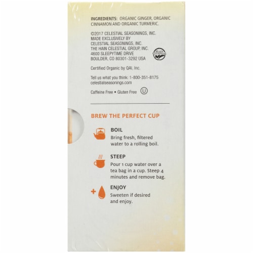 Celestial Seasonings Organic Ginger & Tuermeric Herbal Tea Bags Perspective: right