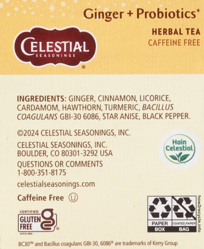 Celestial Seasonings® Caffeine Free Ginger + Probiotics Herbal Tea Bags Perspective: right